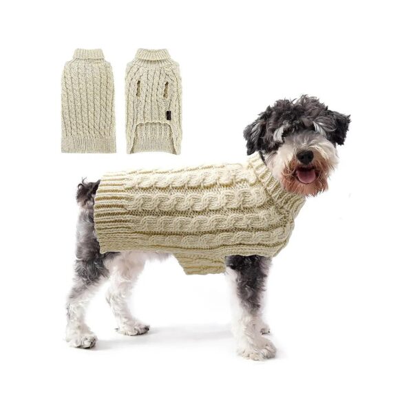 Turtleneck Dog Sweaters for Small Dogs with Golden Thread Stretchable Fabric for Holiday