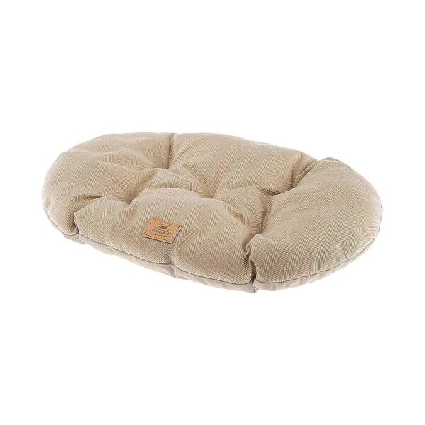 Tweed Velvet Padded Dog Bed, Double-Sided, Beige, 78 x 50 cm