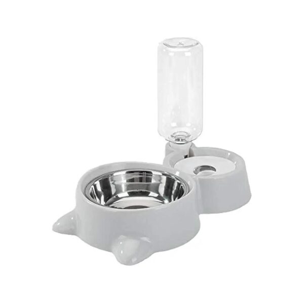 Twin Pet Food and Water Bowls with Automatic Water Refill for Cats, Puppy and Small Dogs