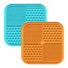 Two-Pack Slow Feeder Mats for Calming Dogs and Cats Orange Blue Silicone