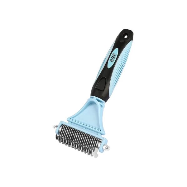 Two-Sided Pet Grooming Brush for Cats and Dogs with Undercoat Rake