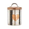 Two Tone Metal Treat Storage Canister, 38 Ounces, Rose Gold Lid, 5 x 5 x 7 Inches