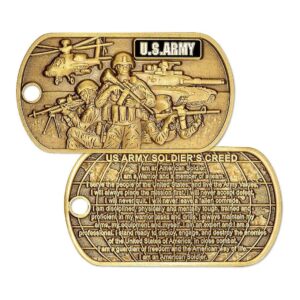 US Army Official Oval Brass Dog Tag with Enamel and High-Quality Chain