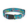 US-Made Polyester Dog Collar with Olaf Pose I LOVE WARM HUGS Stripe Blues 1" Wide