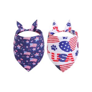 USA Flag Patriotic Dog Bandanas, Large Reversible Comfortable Durable Polyester Bandanas