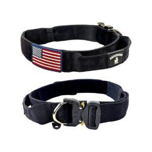 USA Flag Tactical Dog Collar with Handle for Large Dogs Heavy Duty Adjustable Collar