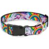 USA-Made Nylon Dog Collar with Unicorns in Rainbows Pattern 1/2 Inch Wide