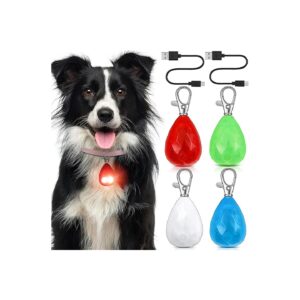 USB Rechargeable and Waterproof LED Dog Collar Lights with 4 Pack Mixed Colors for