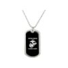 USMC White Black Officially Licensed Military Dog Tag Pendant with Long Chain