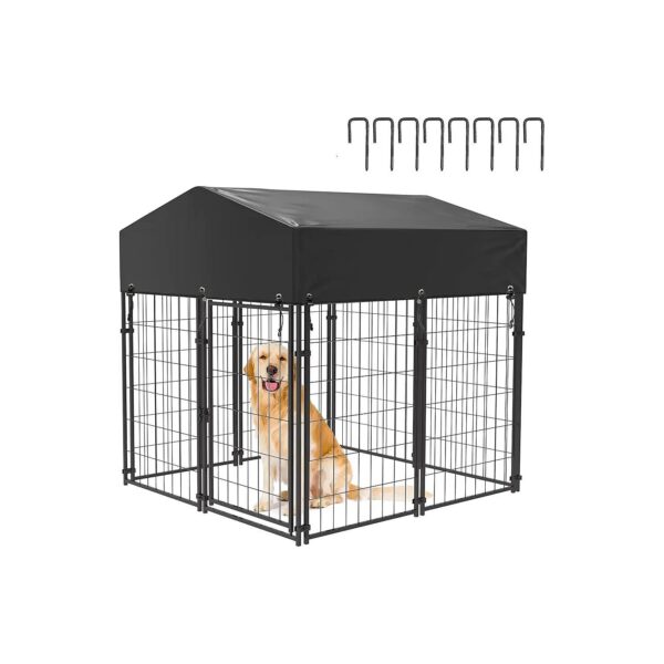 UV Protection Waterproof Roof Dog Kennel for Small to Medium Size Dogs Black