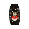 Ugly Holiday Sweater with Black Snowman Applique for Large Dogs