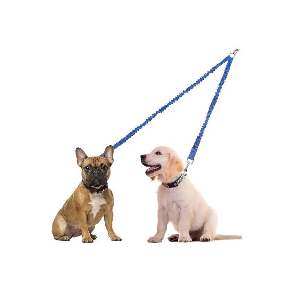 Ultimate Blue Double Dog Walking Leash with Swivel Metal Buckle and Nylon