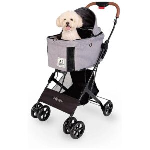 Ultimate Pet Stroller and Carrier for Small Dogs and Cats with Gray Frame