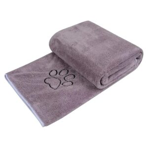 Ultra Absorbent Dog Bath Towel with Embroidered Paw Print for Skin Friendly Care