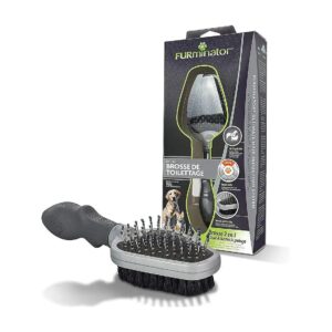 Ultra-Effective 2-in-1 Coat Grooming and Finishing Brush for Cats and Dogs