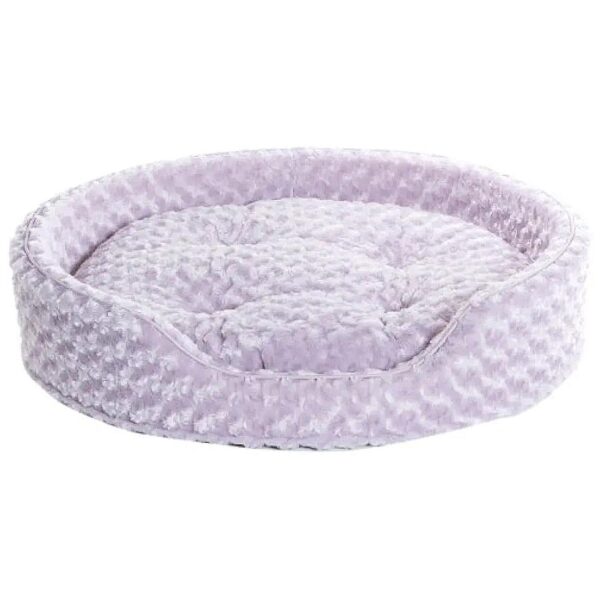 Ultra Plush Curly Faux Fur Oval Dog Bed Lavender Extra Large Comfort Orthopedic