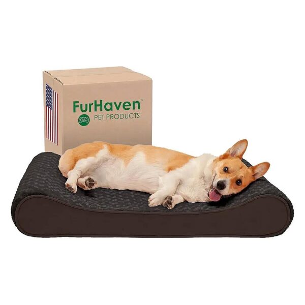 Ultra Plush Dog Bed for Large Dogs with Contoured Mattress and Faux Fur