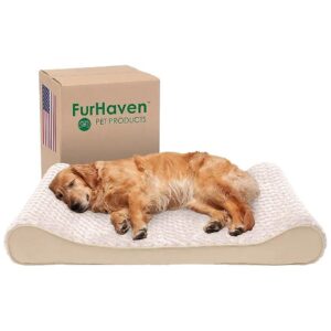 Ultra Plush Faux Fur and Orthopedic Foam Dog Bed for Large Dogs Up to 75 lbs