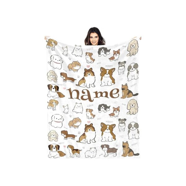 Ultra Soft Custom Dog Throw Blanket with All Over Dog Print for Sofa Bed Couch