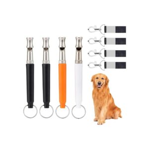 Ultrasonic Dog Whistle 4 Pack with Lanyard for Rapid Recall and Training