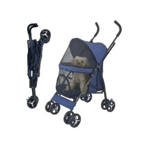 Umbrella Shaped 4 Wheel Dog Stroller For Small To Medium Breeds Under 22lbs