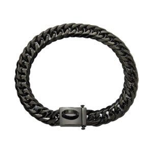 Unbreakable Black Cuban Link Stainless Steel Dog Chain Collar with Heavy Duty Buckle