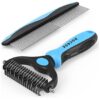 Undercoat Rake and Brush Comb for Dematting and Deshedding Dogs and Cats with Matted Hair