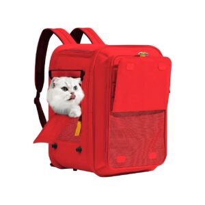 Unfold Cat Comfort with Durable and Waterproof Pet Backpack for Large and Small Pets