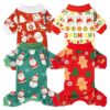 Unique 4 Piece Dog Christmas Set with Santa Claus Snowman Themes