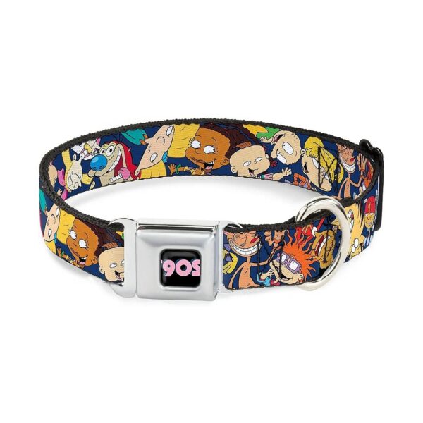 Unique 90s Rewind Dog Collar with 16 Character Poses and Navy Blue Color Scheme