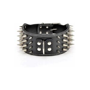 Unique Black Dog Collar with Spikes for Pitbulls and Large Breeds