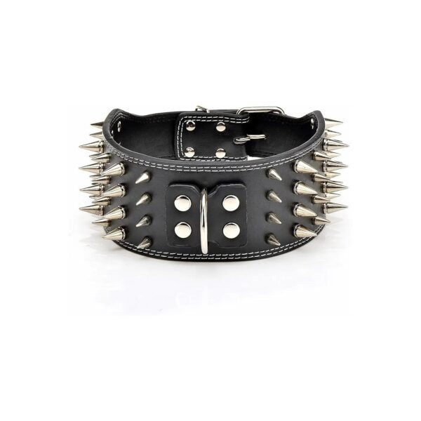 Unique Black Dog Collar with Spikes for Pitbulls and Large Breeds