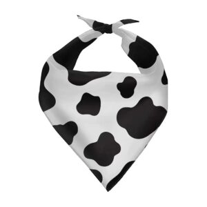 Unique Black White Cow Print Dog Scarf Polyester Fabric for Small Medium Size Dogs Cats