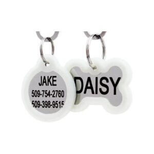 Unique Bone-Shaped Stainless Steel Pet Tags with Engraving and Silencer