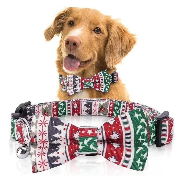 Unique Christmas Gift for Dog Lovers - Adjustable Soft Cotton Bow Tie Dog Collar