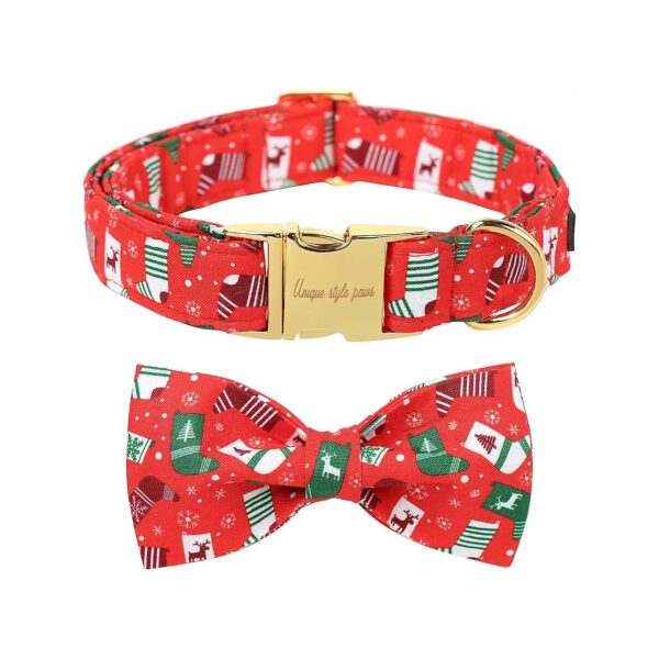 Unique Christmas Tree Pattern Cotton Dog Collars for Small Medium Large Dogs