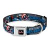 Unique Dog Collar with Avengers Logo and Cityscape Design