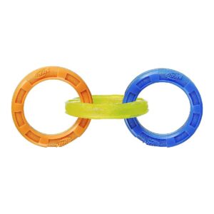 Unique Dog Toy for Medium to Large Breeds with Bright Blue Orange and Green Rings