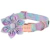 Unique Flower Pattern Dog Collar with Detachable Flower Bow and Adjustable Design