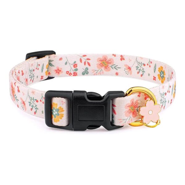 Unique Handmade Cotton Floral Dog Collar with Pendant Design for Small to Large Dogs