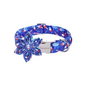 Unique Ice Flag Flower Design Dog Collar for Small Medium Large Dogs