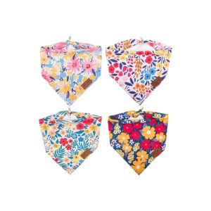 Unique Ink Flower Triangle Pattern Dog Bandanas for Boys and Girls