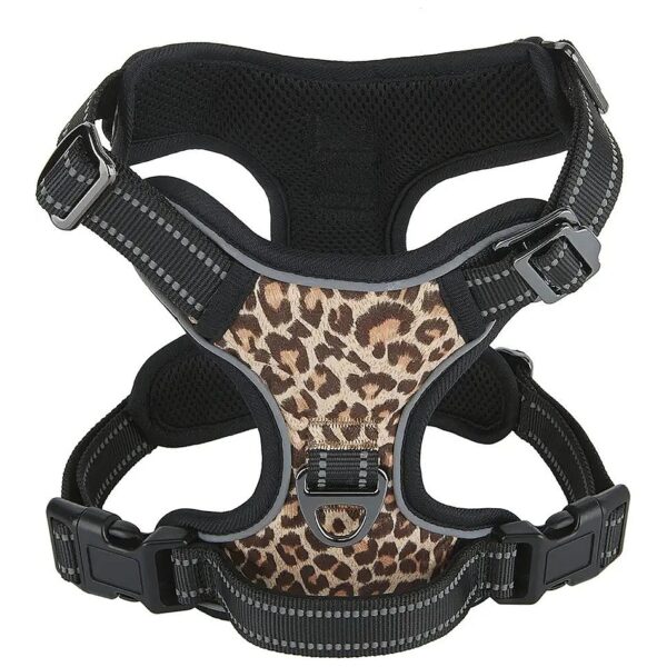 Unique Leopard Pattern Dog Harness with Soft Padded Vest for Small Dogs