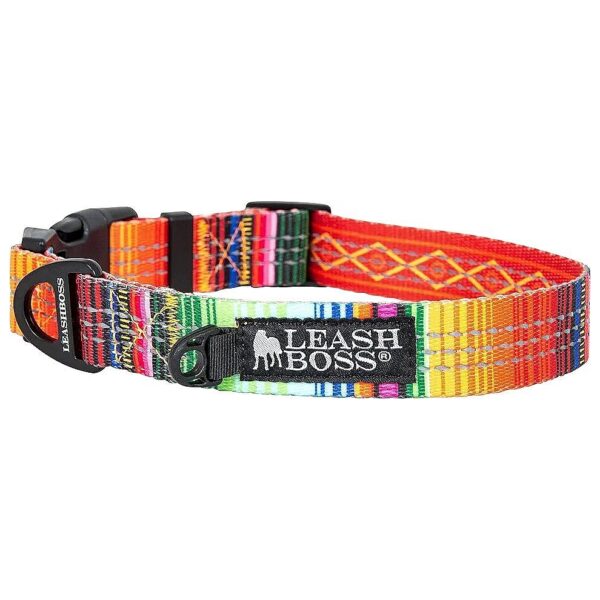 Unique Orange and Bright Blanket Pattern Reflective Dog Collar for Small to Large Dogs