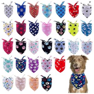 Unique Paw Print Dog Bandanas for Small Medium Pets Reversible and Adjustable Scarves