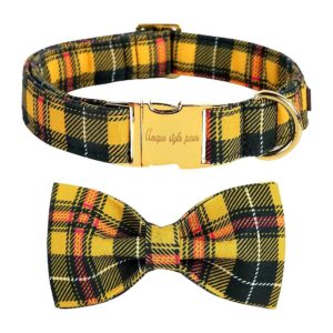 Unique Paws Summer Dog Collar with Detachable Bow Tie and Durable Cotton Material