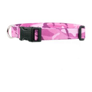 Unique Pink Camo Dog Collar with Made in USA Labels and Durable Construction