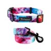 Unique Pink Tie Dye Dog Collar and Leash Set for Small to Large Dogs Medium Size