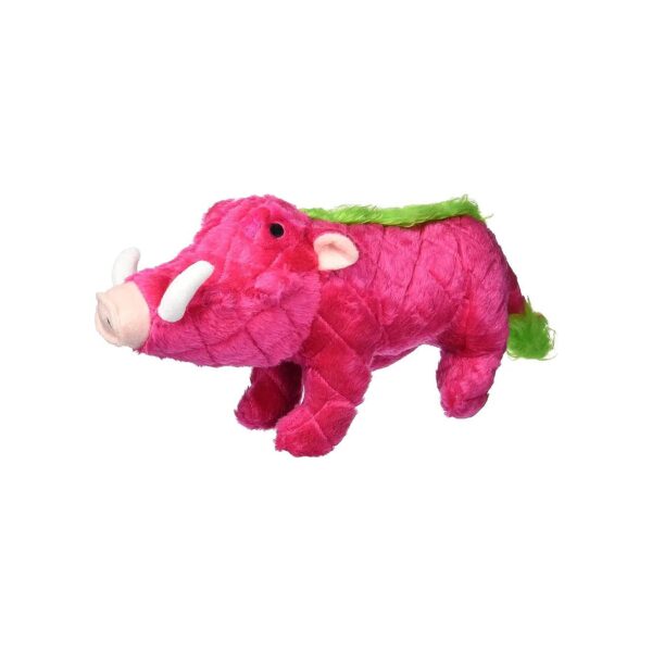 Unique Pink Warthog Dog Toy with Squeaker and Multiple Layers