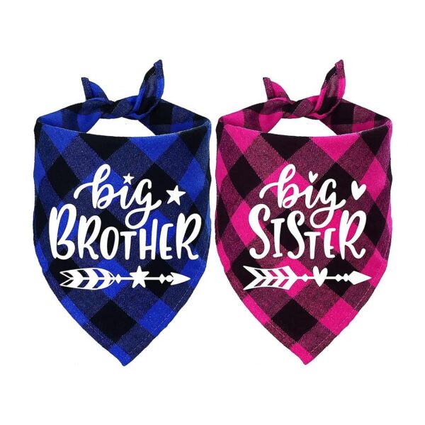 Unique Plaid Dog Bandana for Big Brother Big Sister Pregnancy Reveal